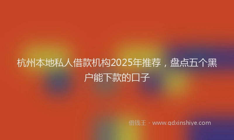 杭州本地私人借款机构2025年推荐，盘点五个黑户能下款的口子