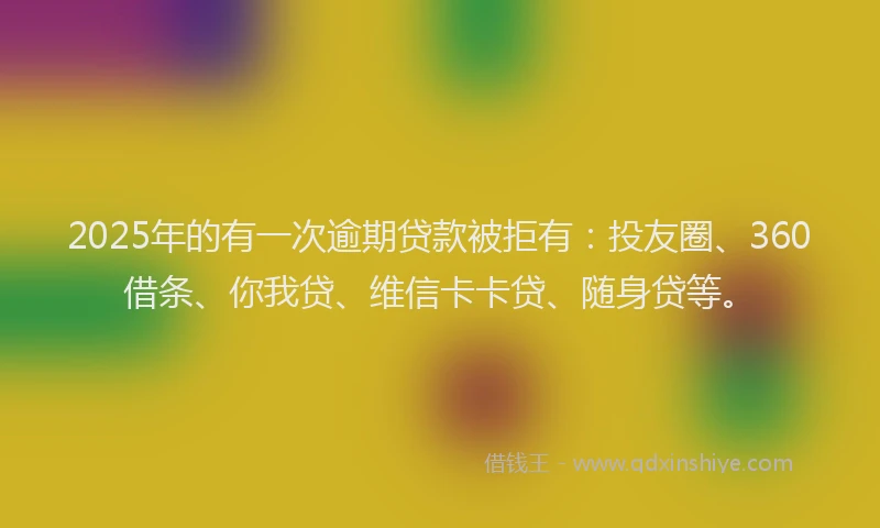 2025年的有一次逾期贷款被拒有：投友圈、360借条、你我贷、维信卡卡贷、随身贷等。
