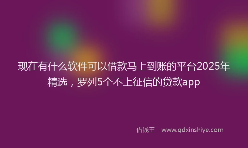 现在有什么软件可以借款马上到账的平台2025年精选，罗列5个不上征信的贷款app