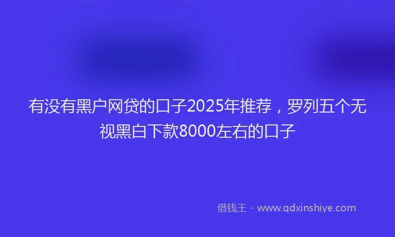 有没有黑户网贷的口子2025年推荐，罗列五个无视黑白下款8000左右的口子