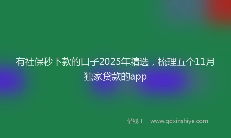 有社保秒下款的口子2025年精选，梳理五个11月独家贷款的app