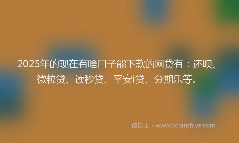 2025年的现在有啥口子能下款的网贷有：还呗、微粒贷、读秒贷、平安i贷、分期乐等。