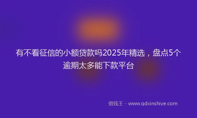有不看征信的小额贷款吗2025年精选，盘点5个逾期太多能下款平台