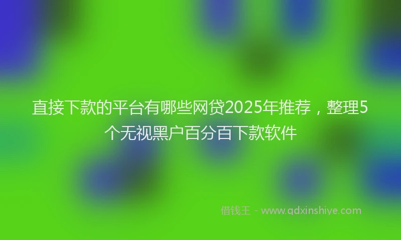 直接下款的平台有哪些网贷2025年推荐，整理5个无视黑户百分百下款软件