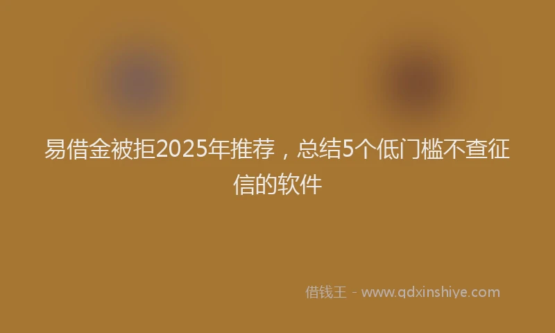 易借金被拒2025年推荐，总结5个低门槛不查征信的软件