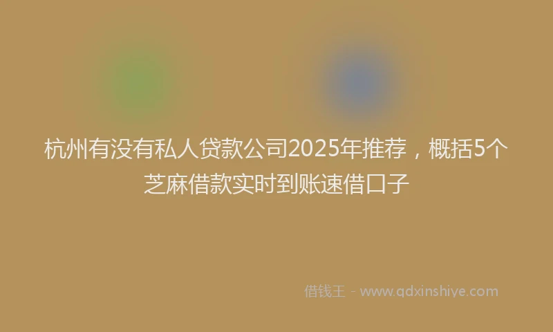 杭州有没有私人贷款公司2025年推荐，概括5个芝麻借款实时到账速借口子