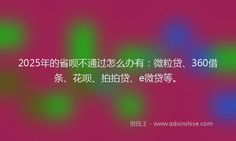 2025年的省呗不通过怎么办有：微粒贷、360借条、花呗、拍拍贷、e微贷等。