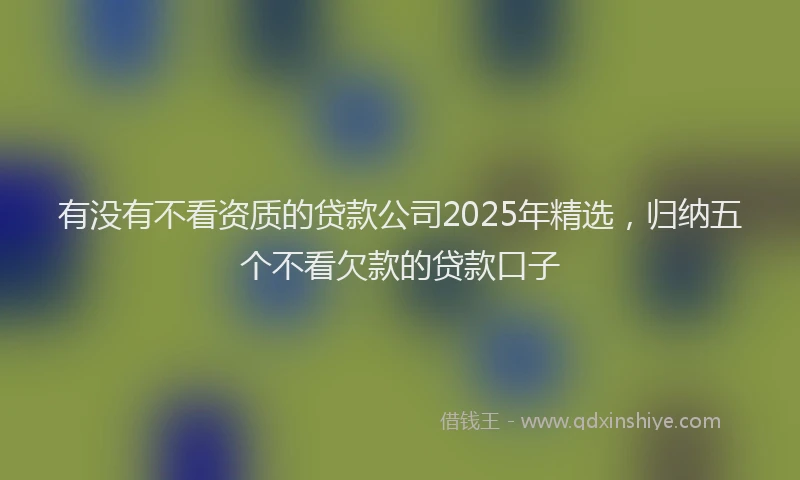 有没有不看资质的贷款公司2025年精选，归纳五个不看欠款的贷款口子