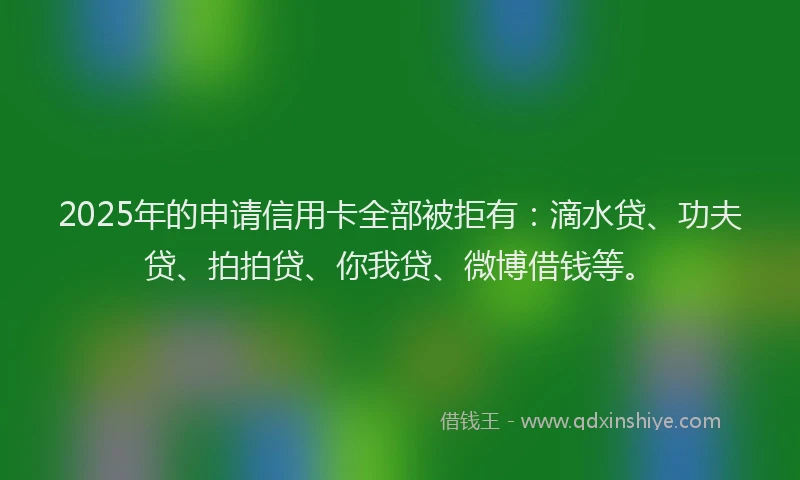 2025年的申请信用卡全部被拒有：滴水贷、功夫贷、拍拍贷、你我贷、微博借钱等。