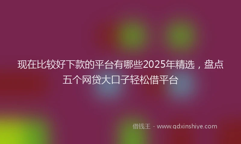 现在比较好下款的平台有哪些2025年精选，盘点五个网贷大口子轻松借平台