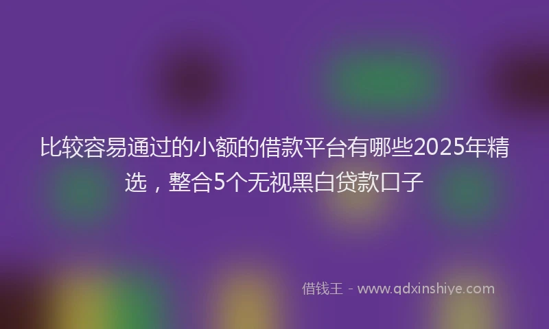 比较容易通过的小额的借款平台有哪些2025年精选，整合5个无视黑白贷款口子
