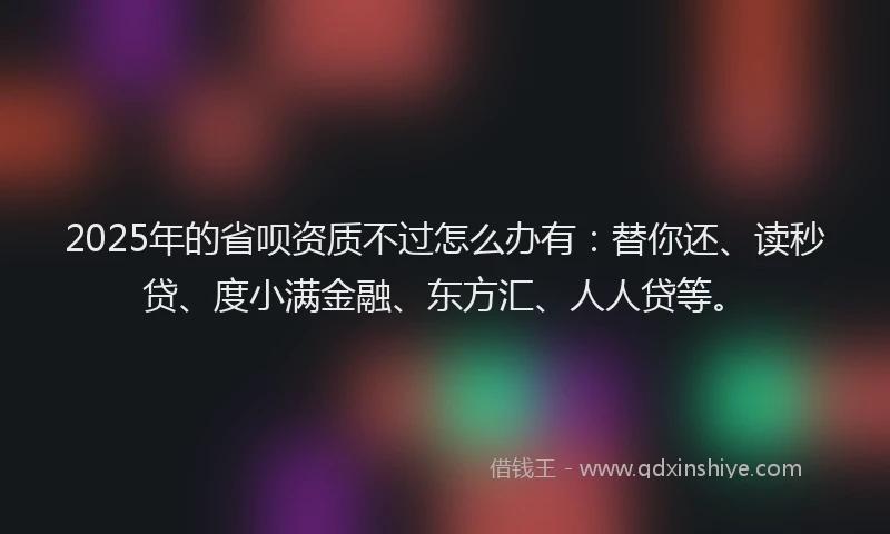 2025年的省呗资质不过怎么办有：替你还、读秒贷、度小满金融、东方汇、人人贷等。