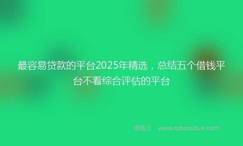 最容易贷款的平台2025年精选，总结五个借钱平台不看综合评估的平台