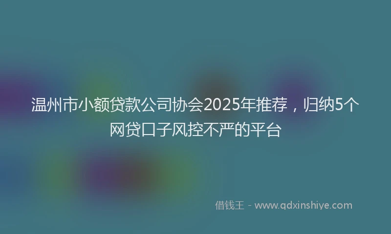 温州市小额贷款公司协会2025年推荐，归纳5个网贷口子风控不严的平台