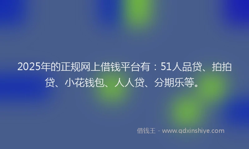 2025年的正规网上借钱平台有：51人品贷、拍拍贷、小花钱包、人人贷、分期乐等。