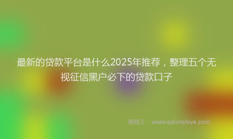 最新的贷款平台是什么2025年推荐，整理五个无视征信黑户必下的贷款口子