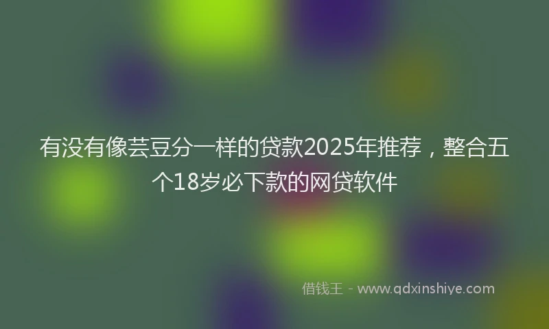 有没有像芸豆分一样的贷款2025年推荐，整合五个18岁必下款的网贷软件
