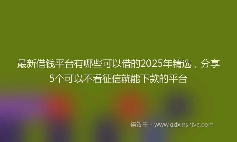 最新借钱平台有哪些可以借的2025年精选，分享5个可以不看征信就能下款的平台