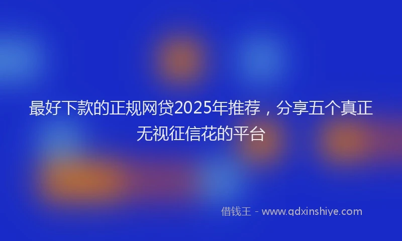 最好下款的正规网贷2025年推荐，分享五个真正无视征信花的平台