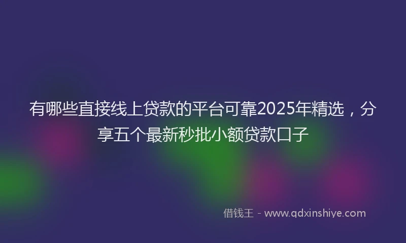 有哪些直接线上贷款的平台可靠2025年精选，分享五个最新秒批小额贷款口子