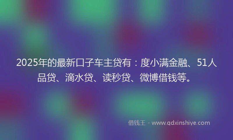 2025年的最新口子车主贷有：度小满金融、51人品贷、滴水贷、读秒贷、微博借钱等。
