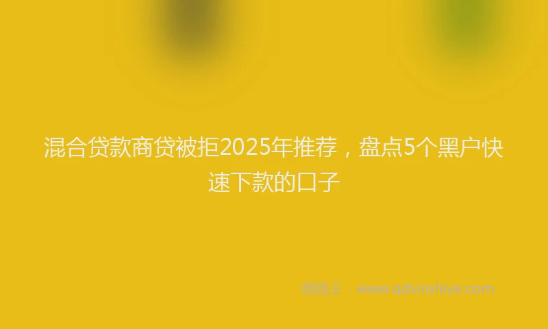混合贷款商贷被拒2025年推荐，盘点5个黑户快速下款的口子