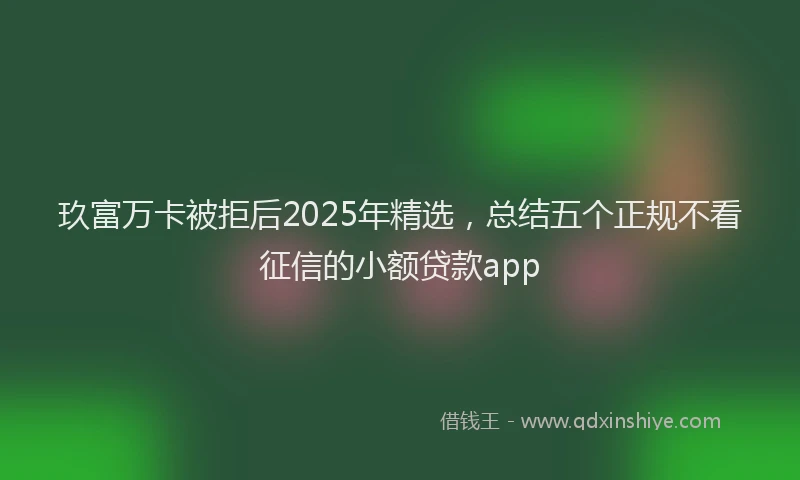玖富万卡被拒后2025年精选，总结五个正规不看征信的小额贷款app