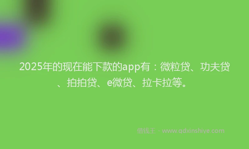 2025年的现在能下款的app有：微粒贷、功夫贷、拍拍贷、e微贷、拉卡拉等。