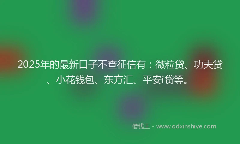 2025年的最新口子不查征信有：微粒贷、功夫贷、小花钱包、东方汇、平安i贷等。