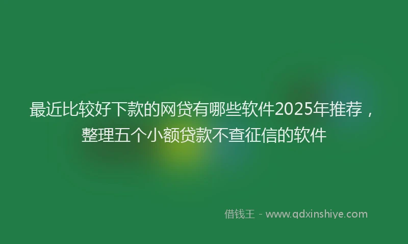 最近比较好下款的网贷有哪些软件2025年推荐，整理五个小额贷款不查征信的软件