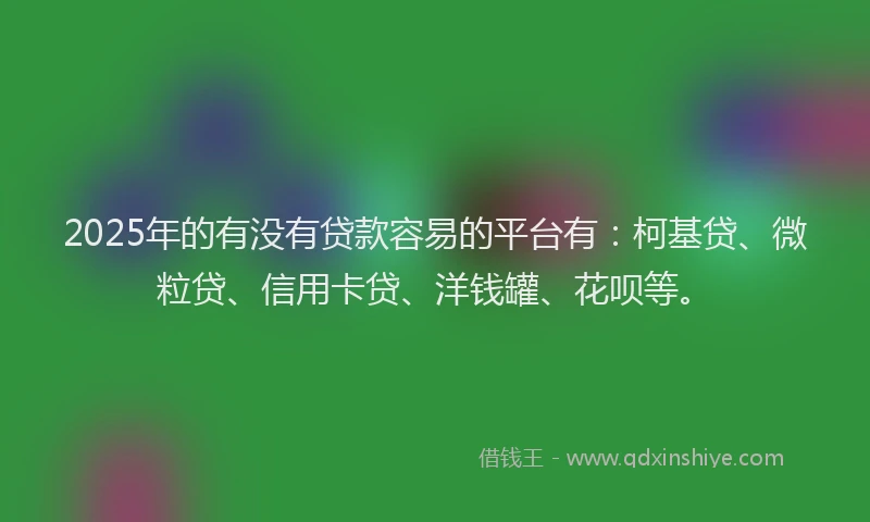 2025年的有没有贷款容易的平台有：柯基贷、微粒贷、信用卡贷、洋钱罐、花呗等。