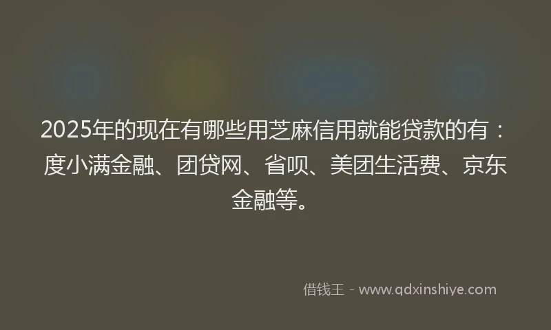 2025年的现在有哪些用芝麻信用就能贷款的有：度小满金融、团贷网、省呗、美团生活费、京东金融等。