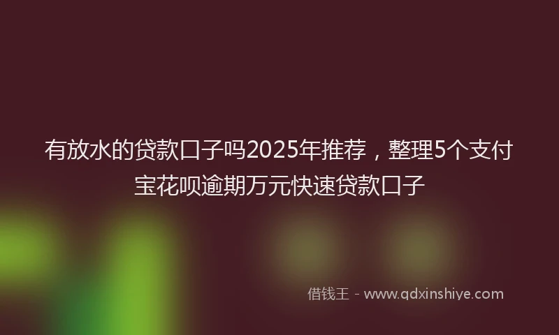 有放水的贷款口子吗2025年推荐，整理5个支付宝花呗逾期万元快速贷款口子