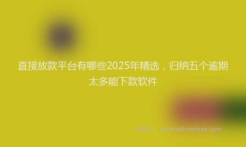 直接放款平台有哪些2025年精选，归纳五个逾期太多能下款软件
