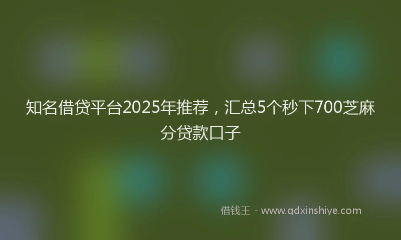 知名借贷平台2025年推荐，汇总5个秒下700芝麻分贷款口子