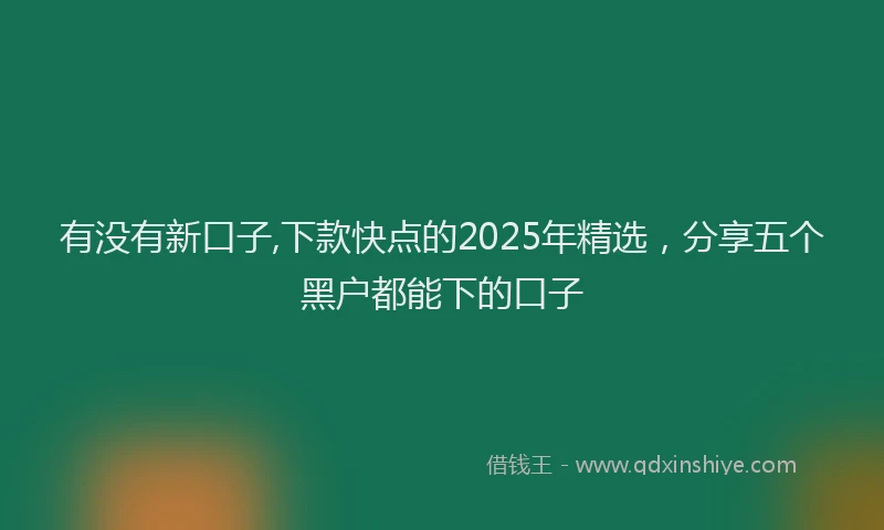 有没有新口子,下款快点的2025年精选，分享五个黑户都能下的口子