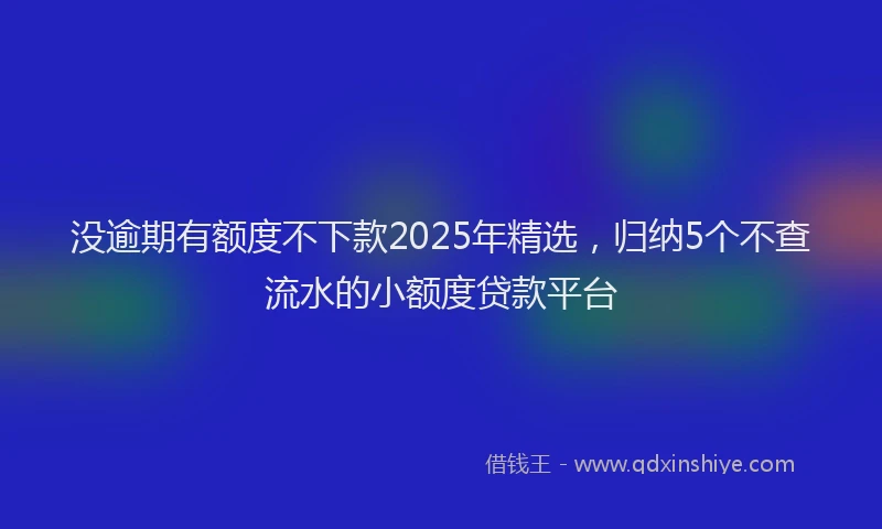 没逾期有额度不下款2025年精选，归纳5个不查流水的小额度贷款平台