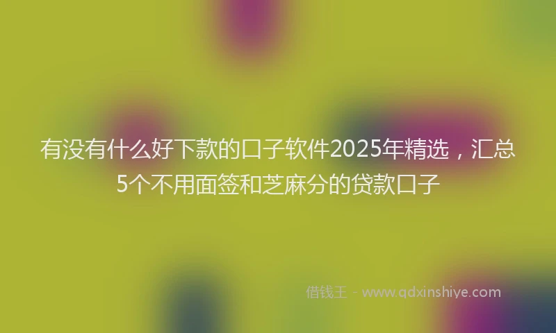 有没有什么好下款的口子软件2025年精选，汇总5个不用面签和芝麻分的贷款口子