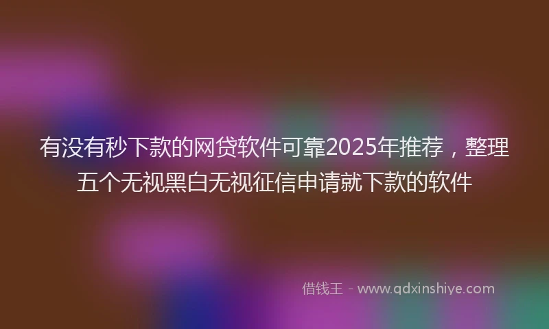 有没有秒下款的网贷软件可靠2025年推荐，整理五个无视黑白无视征信申请就下款的软件