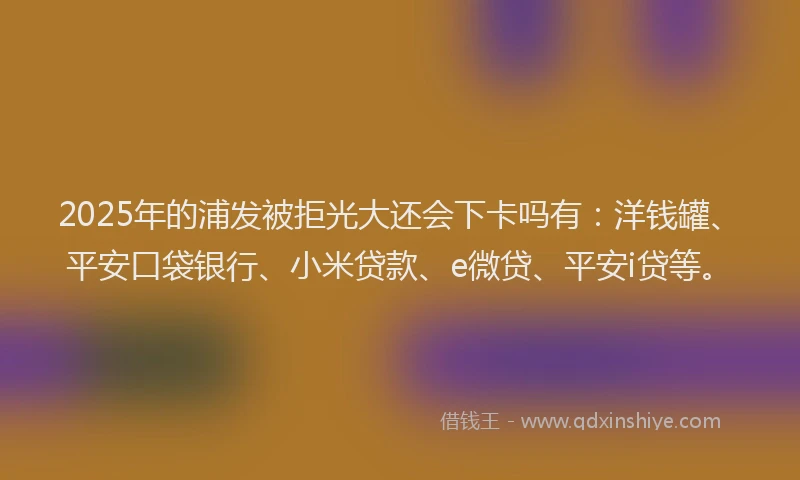 2025年的浦发被拒光大还会下卡吗有：洋钱罐、平安口袋银行、小米贷款、e微贷、平安i贷等。