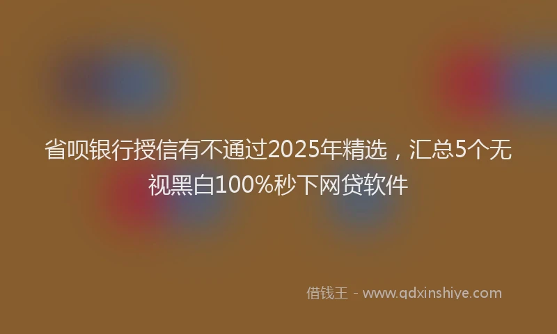 省呗银行授信有不通过2025年精选，汇总5个无视黑白100%秒下网贷软件