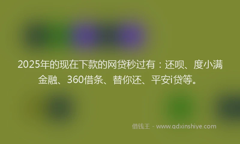 2025年的现在下款的网贷秒过有：还呗、度小满金融、360借条、替你还、平安i贷等。