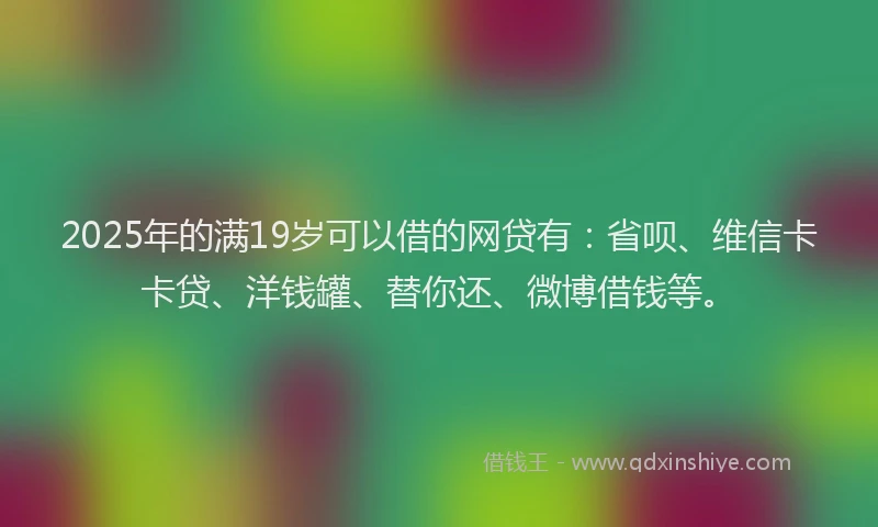 2025年的满19岁可以借的网贷有：省呗、维信卡卡贷、洋钱罐、替你还、微博借钱等。
