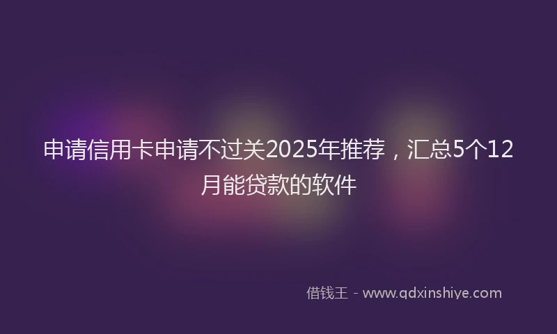 申请信用卡申请不过关2025年推荐，汇总5个12月能贷款的软件