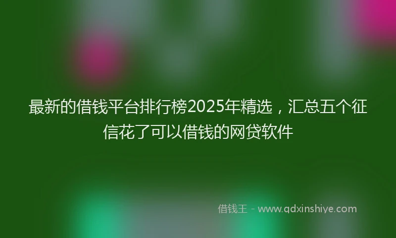 最新的借钱平台排行榜2025年精选，汇总五个征信花了可以借钱的网贷软件