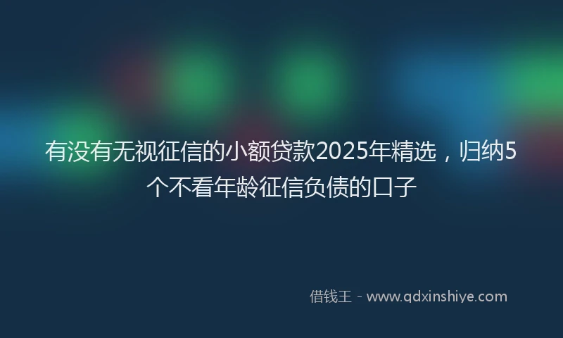 有没有无视征信的小额贷款2025年精选，归纳5个不看年龄征信负债的口子