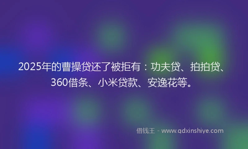 2025年的曹操贷还了被拒有：功夫贷、拍拍贷、360借条、小米贷款、安逸花等。