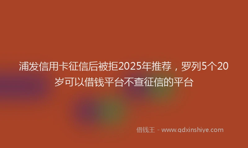 浦发信用卡征信后被拒2025年推荐，罗列5个20岁可以借钱平台不查征信的平台