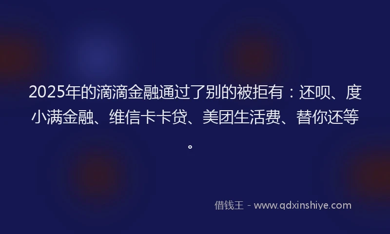 2025年的滴滴金融通过了别的被拒有：还呗、度小满金融、维信卡卡贷、美团生活费、替你还等。