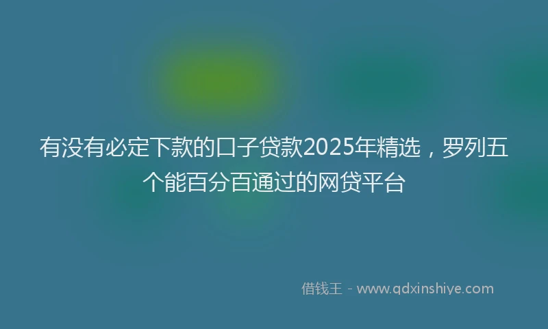 有没有必定下款的口子贷款2025年精选，罗列五个能百分百通过的网贷平台